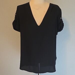 Chic Black V-Neck Blouse